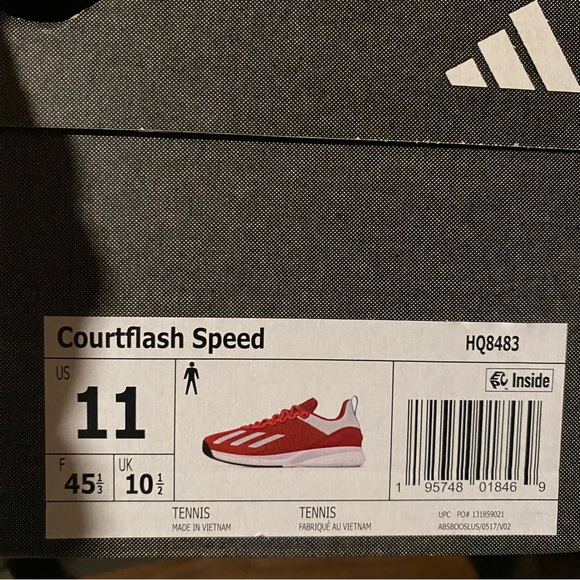 ADIDAS COURTFLASH SPEED TENNIS SHOES Preloved Red Cloud White HQ8483 Men’s Sz - Picture 11 of 11
